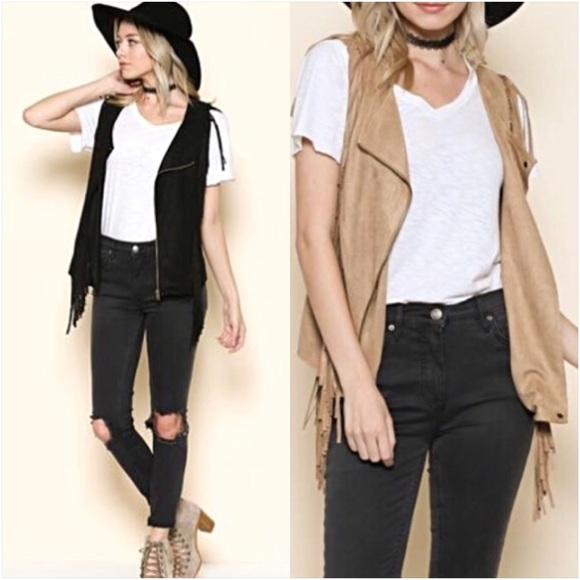 Jackets & Blazers - Festival Fringe Boho Suede Vest SML